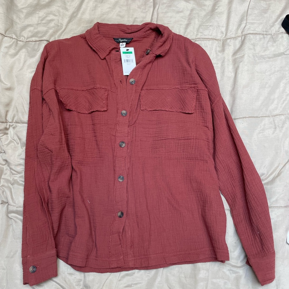 NWT Women’s Rust Brown Gauze Shirt. L